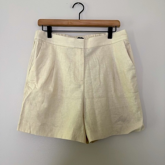 J. Crew Factory Pleated linen-blend short with elastic waist dusty ivory Size 10 - Picture 15 of 15